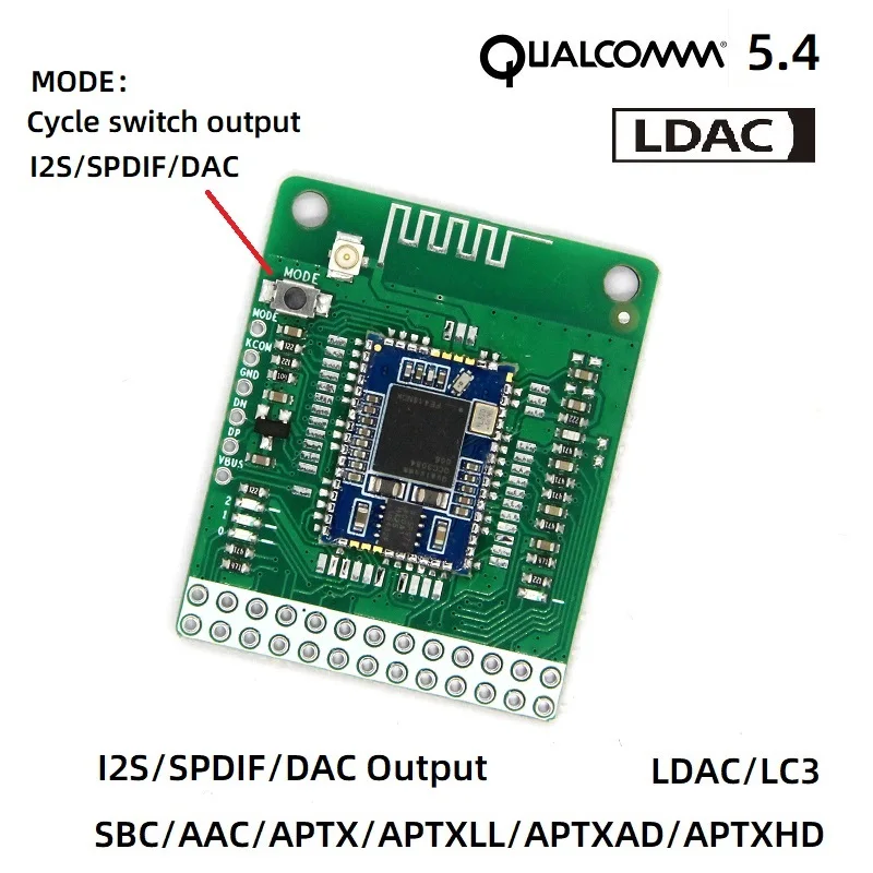 LDAC/LC3 lossless QCC3084 Bluetooth V5.4 Qualcomm APTXLL/APTXHD with SPDIF analog I2S