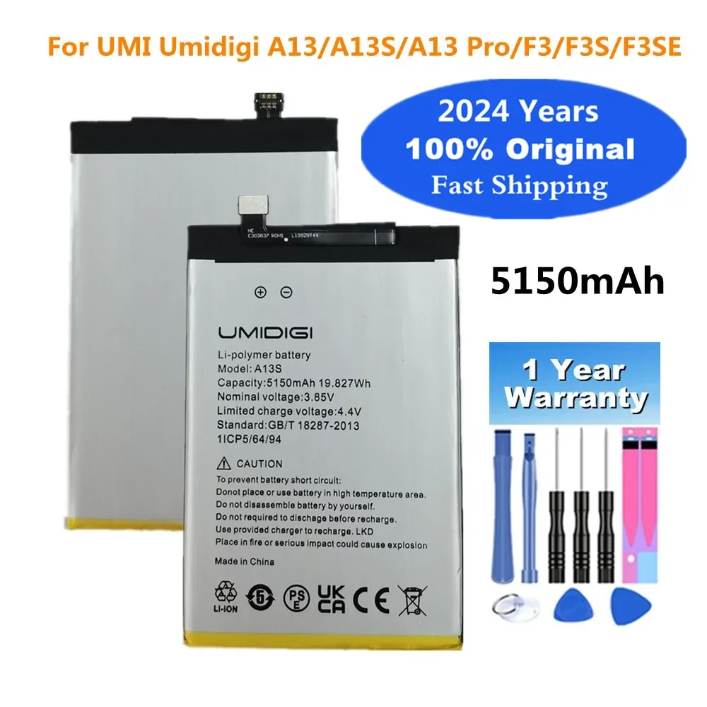 

2024 Years New 100% Original Battery For UMI Umidigi A13S A13 / A13 Pro F3 F3S F3SE 5150mAh High Quality Battery Bateria + Tools