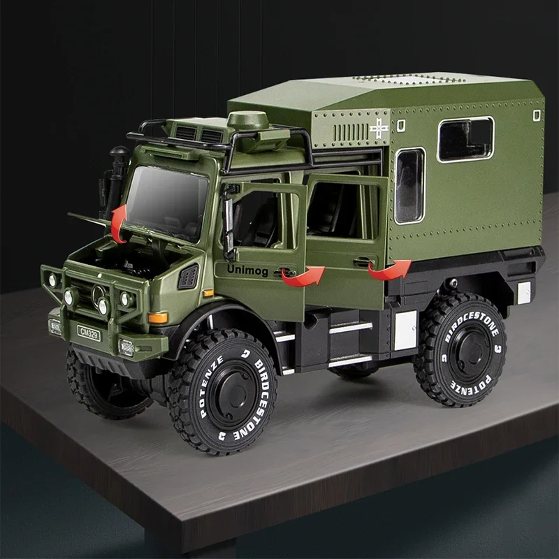 1:32 UNIMOG U4000 Motorhome Alloy Cross-country Touring Car Model Diecasts Toy Off-road Vehicles Car Model Simulation Gifts Toys