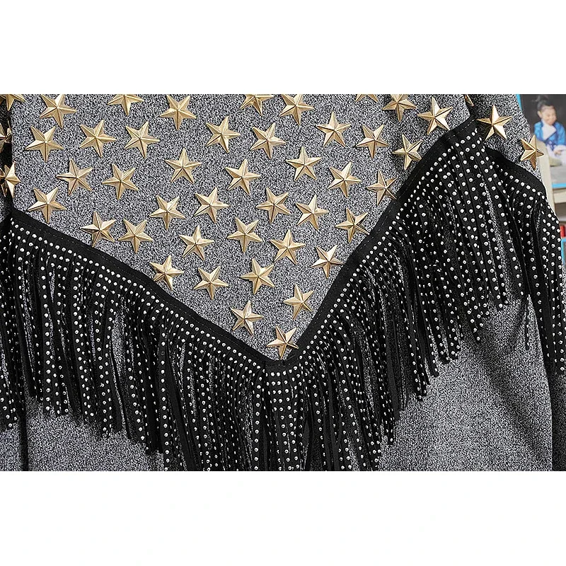 

Autumn Fashion Knit Outfits Female Chain Chain Pullover Sweater Pants Tracksuits Female Loose Knitted Set Streetwear Black Gray