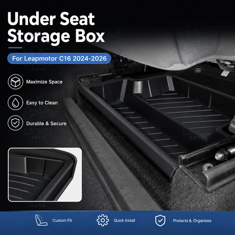 For Leapmotor C16 2024-2026 Under Seat Storage Box Car Organizer Container Multifunctional Upgrade Auto Accessories
