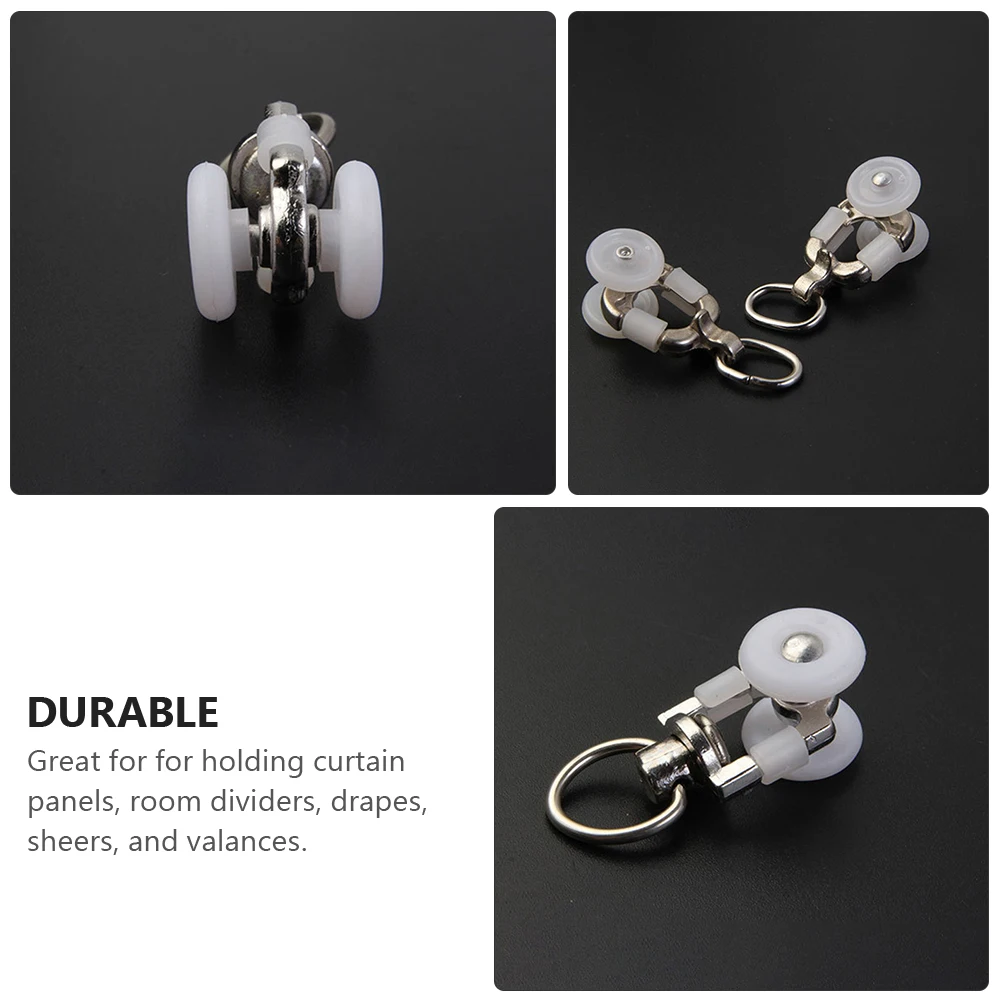 

20pcs Curtain Track Rollers Twin Wheeled Carriers Silent Smooth Gliding For Window Closet Bedroom Office Roller Curtain Carrier