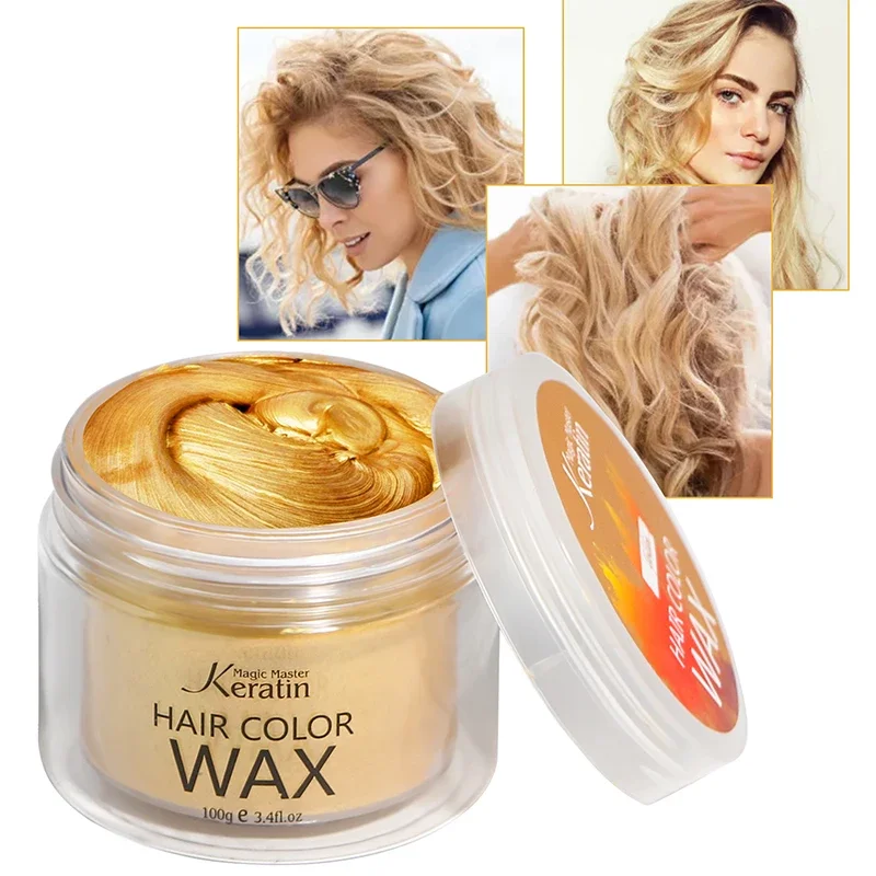 Mmk cera de cor de cabelo forte e segura unissex cor dourada argila de cabelo tintura de cabelo temporária para homens e mulheres estilo em festa, festival