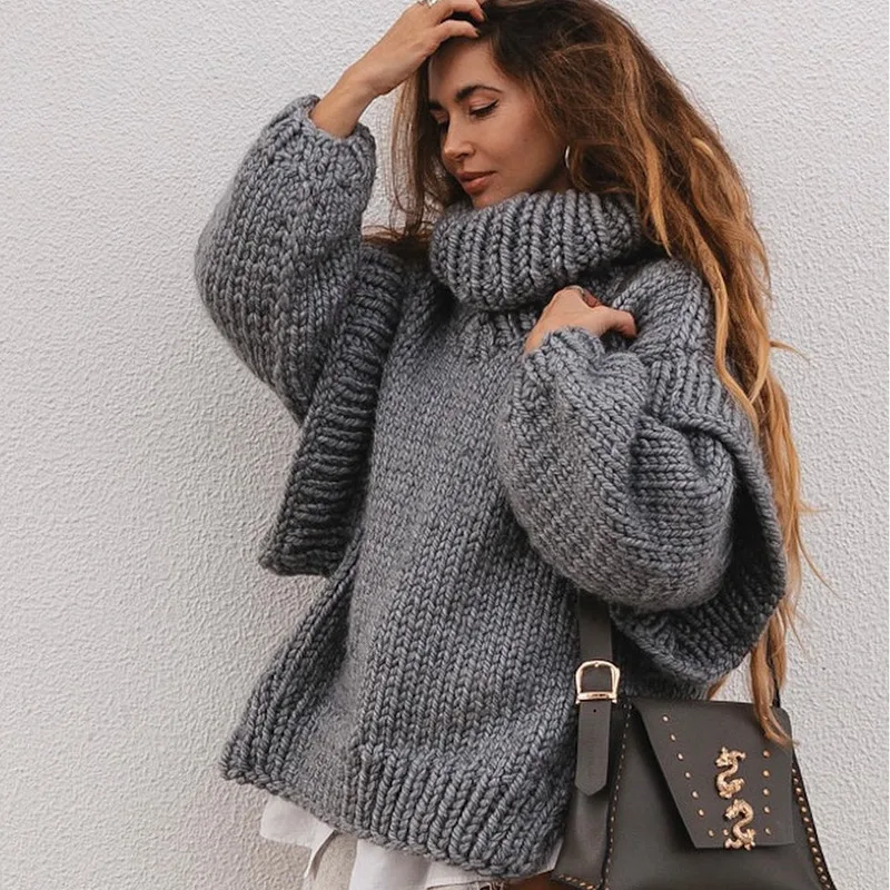 2024 Fashion New Knitted Warm Sweater Autumn/winter Women's Knitted Sweater Hoodie Women's Fluffy Long Sleeve High Neck Sweater