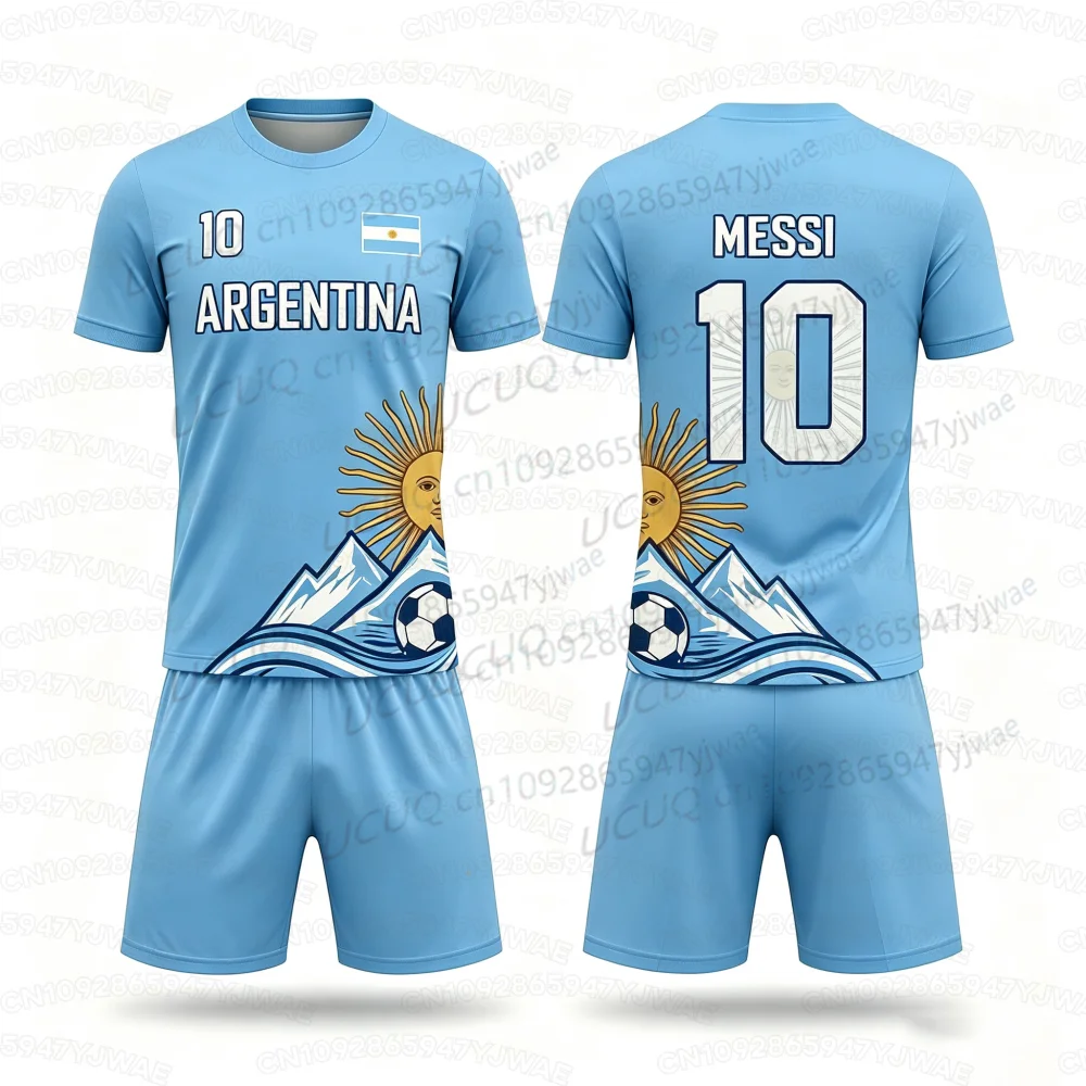 2026 Spezial Nr. 10 Messi Fußballtrikot-Shorts-Set für Damen und Herren, Argentinien-Flagge, Fan-Shirt und Shorts, Sommer-Kinder-2-Teiler-Set – Detail 5