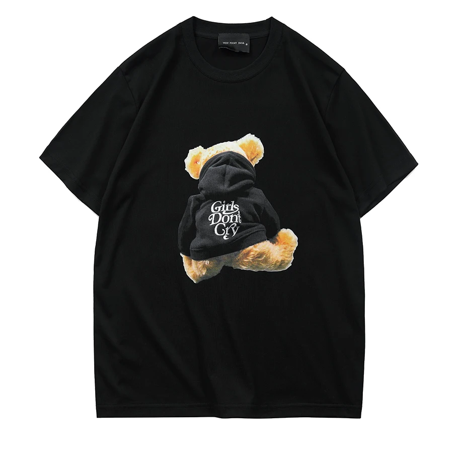 Hot Sale Fashionable Streetwear Teddy Bear Printed Short Sleeve Cotton T-Shirt for Men