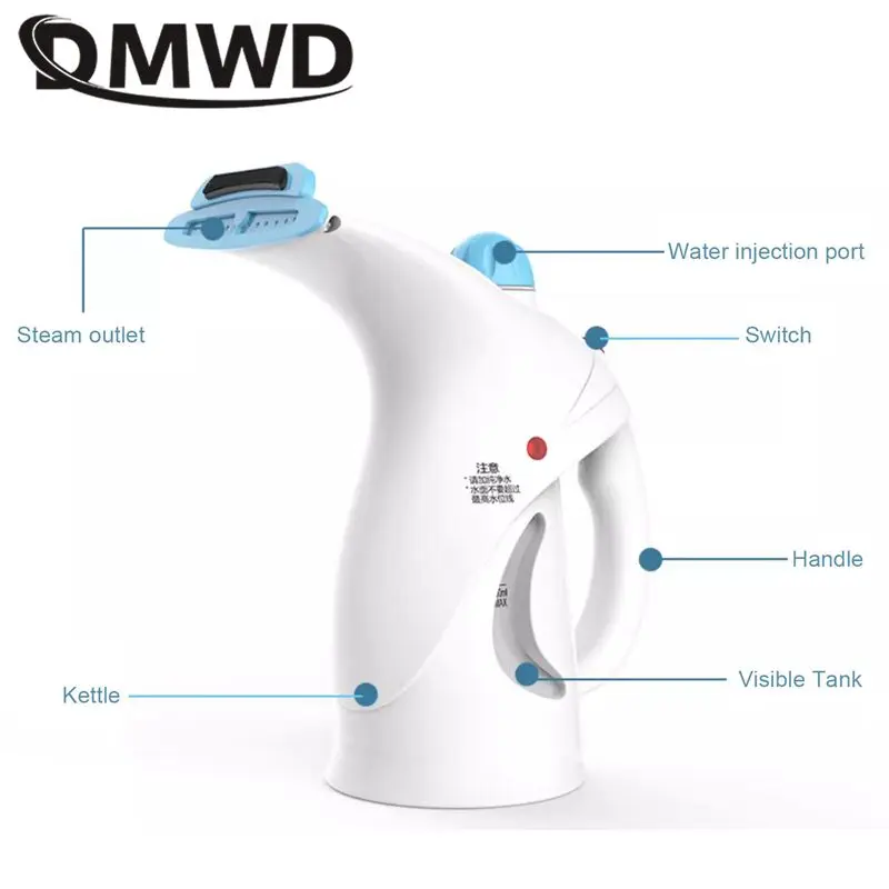 DMWD Household Garment Steamer Handheld Steam Iron Hanging Ironing Mini Portable Travel Essentials Overheat Protection