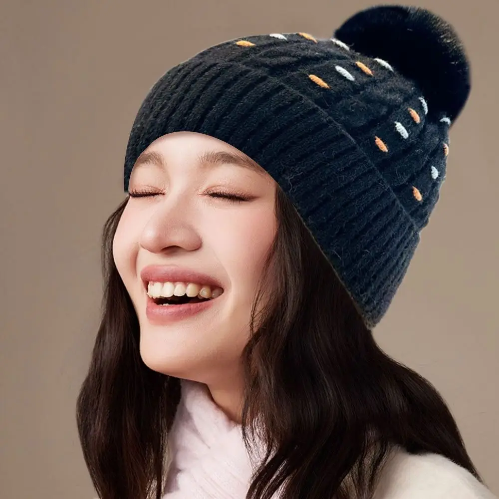 

Fashion Warm Winter Hat Thickened Plush Beanie Hats Casual Elastic Knitted Cap Outdoor
