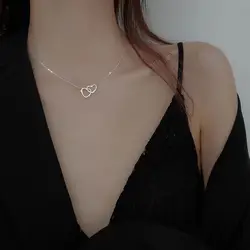 Ins Net Red Love Necklace Female Simple Korean Version Heart-shaped Necklace Collarbone Chain Girlfriends Necklace Gift Collares