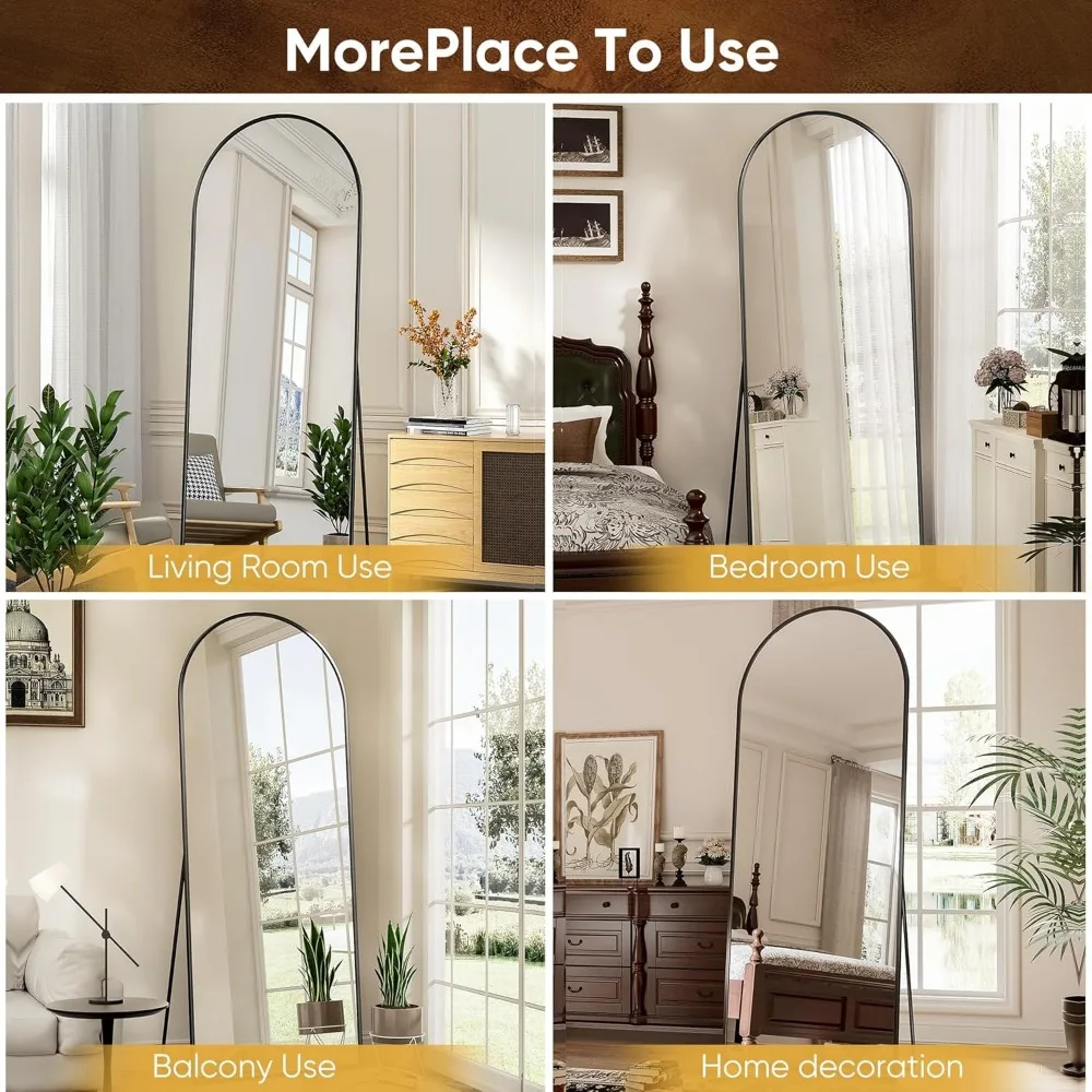 Arched Full-Length Floor Mirror, 71"x28" Glassless Stand Mirror, Freestanding Wall Mountable Mirrors for Home