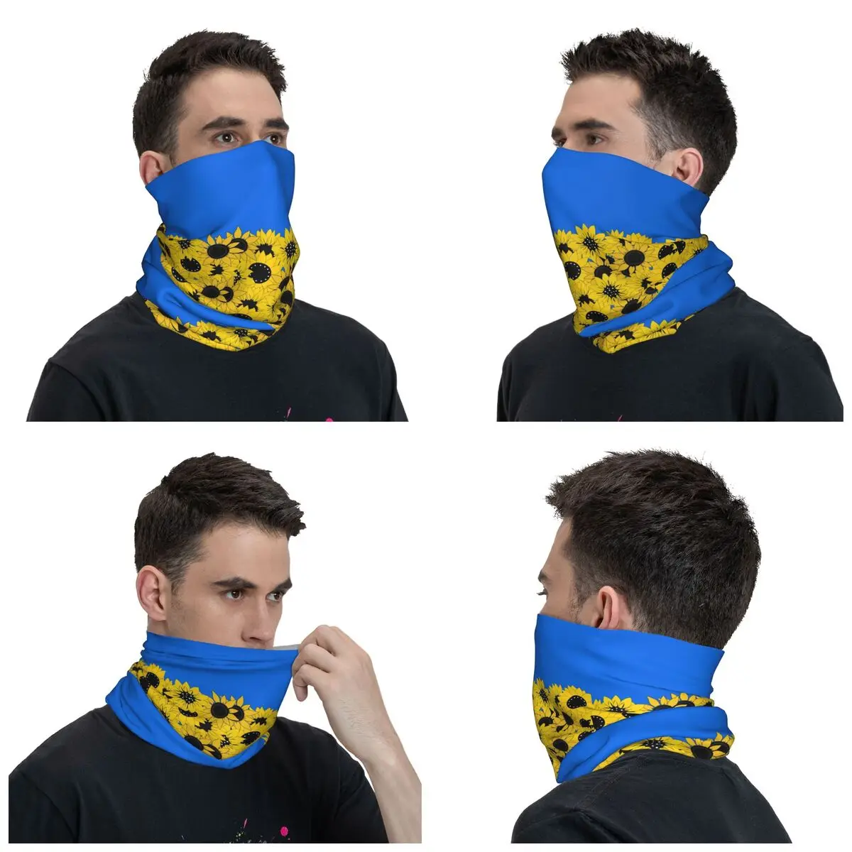 Blue Sunflower Printed Winter Headband Neck Warmer Men Women Hiking Camping Tube Scarf Ukraine Flag Face Bandana Gaiter