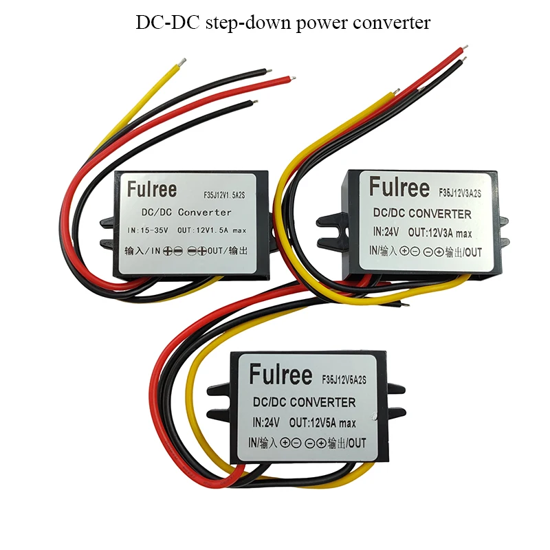 DC-DC Step-down Power Converter DC24V to DC12V 1.5A 3A 5A, Waterproof Buck Step Down Converter Car Power Supply Module 12V 3A