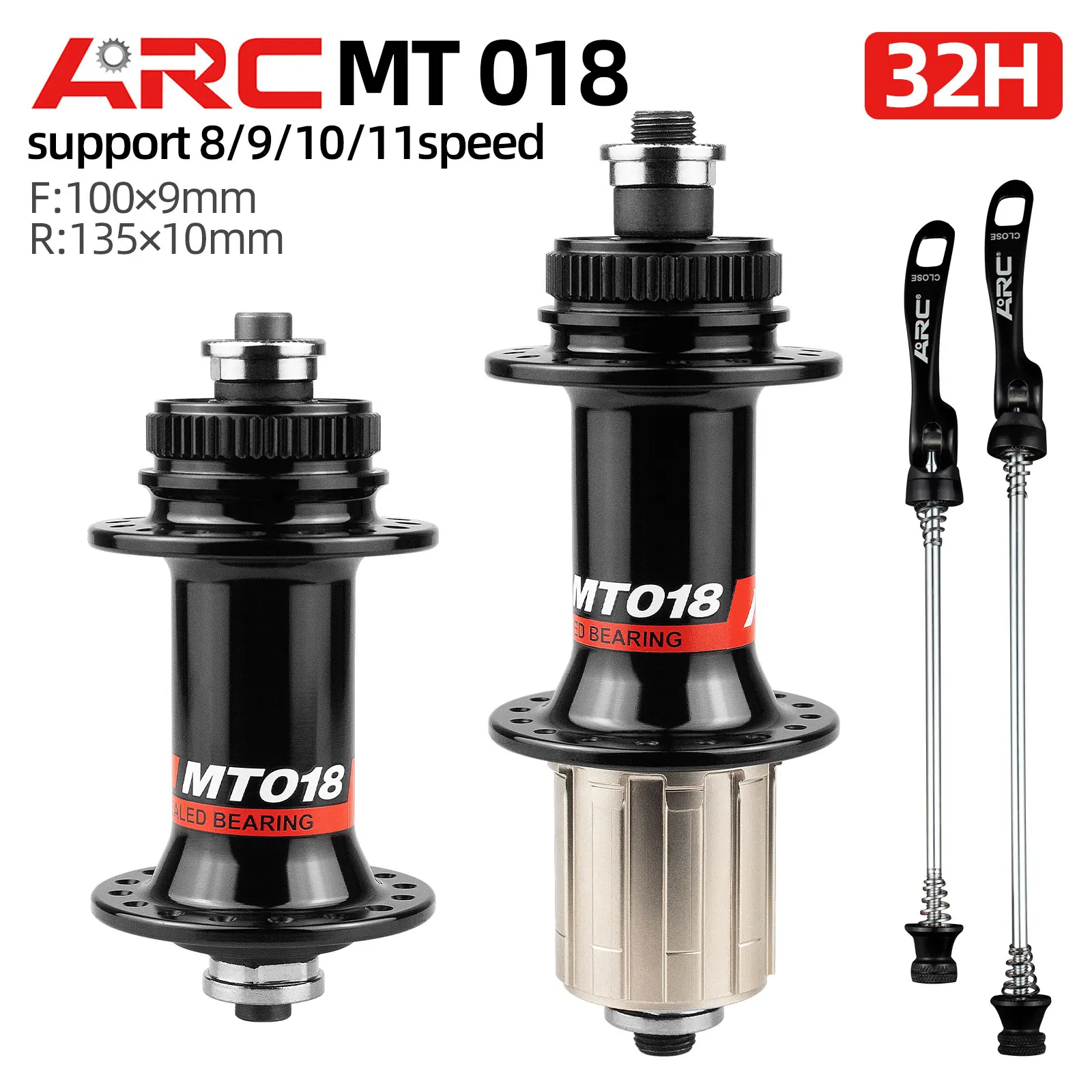 

ARC MT018 ПЕРЕДНЯЯ ЗАДНЯЯ NBK Герметичная ступица подшипника 32 отверстия Ступица для горного Mtb велосипеда Дисковый тормоз Ступица из алюминиевого сплава Велосипедная ступица 8 9 10 11 скоростей