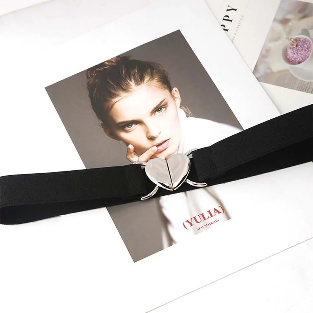 

Korean Elegant Girl High Quality Love Heart Buckle For Woman Waist Accessories Waistband Thin Belts Elastic Belts