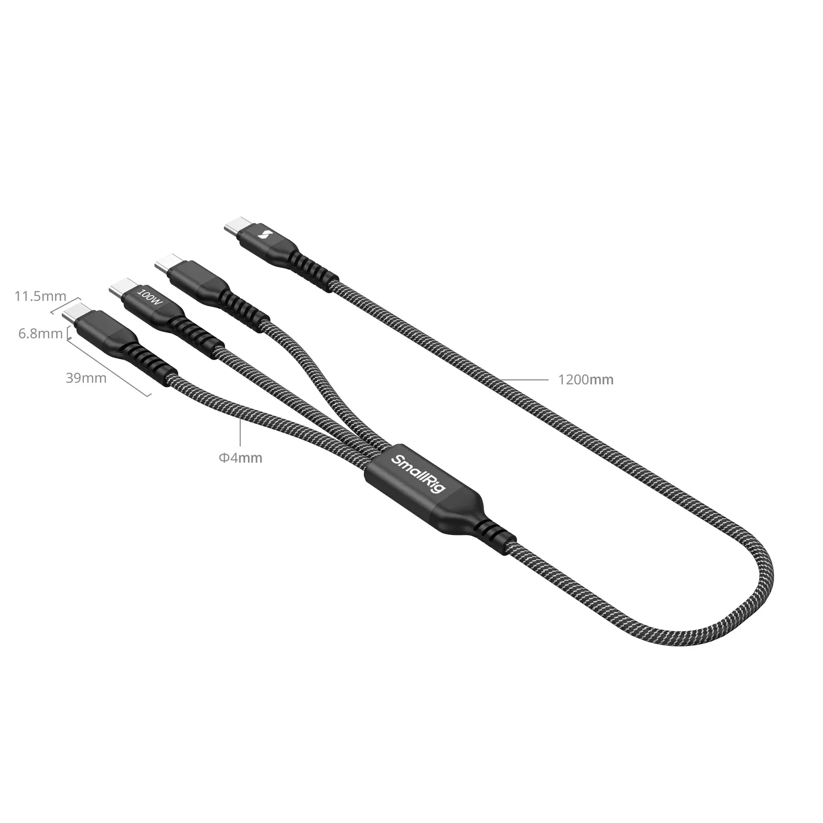Smallrig 3-in-1 Typ C Ladekabel 1,2 m USB-C auf USB-C Datenkabel für Kamera Smartphone Laptop Aufladen Videoübertragung