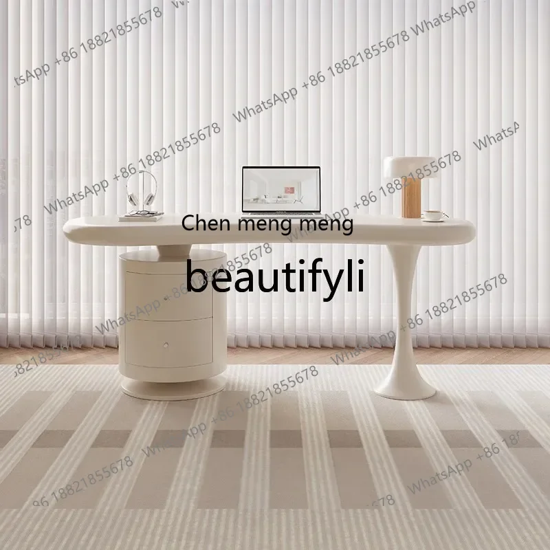 xx1French Cream Wind Solid Wood Desk Home Computer Desk Light Luxury Beauty Salon Consultation Table