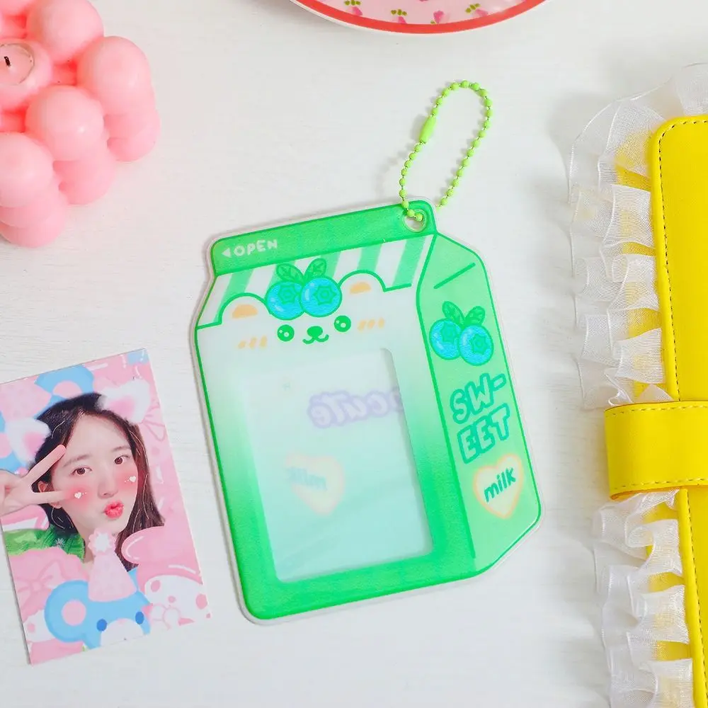 Korean Milk Bottle Photocard Holder 3inch Card Set Cartoon Photo Star Chasing Student Girl Bus Card Storage Holders