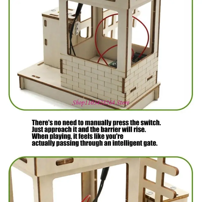 Creative Wooden Barrier Gate Model With Intelligent For Kids Interactive Activity Classroom Science Project Toy