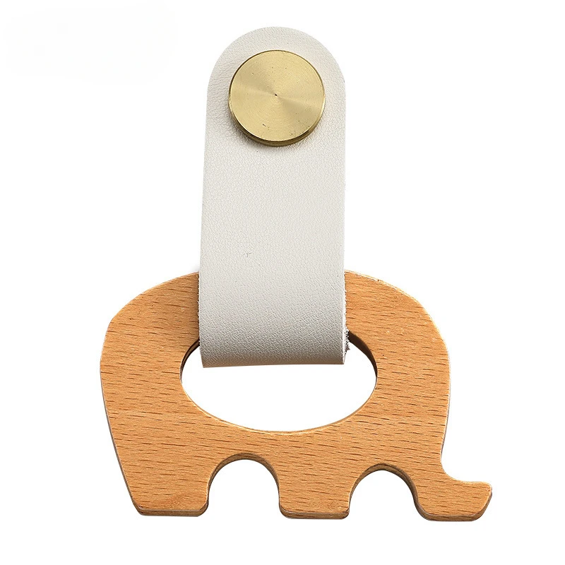 جلد البقر مقابض للخزانة مقبض الأثاث الشمالي لغرفة الأطفال الفيل مقبض المطبخ الخشبي مقابض الأدراج