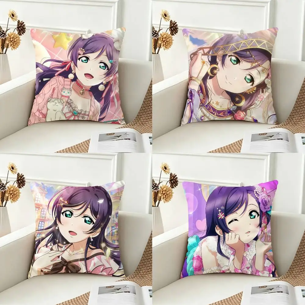 L-Love Live N-Nozomi Tojo  Double-sided Printed Square Decorative Cushion Cover for Sofa Living Room Home Decor