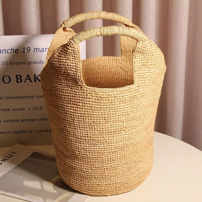

Travel Bohemian Straw Women Summer Basket Handbag Purse Retro Fashion Nature Raffia Straw Beach Lady Hand Bag Tote