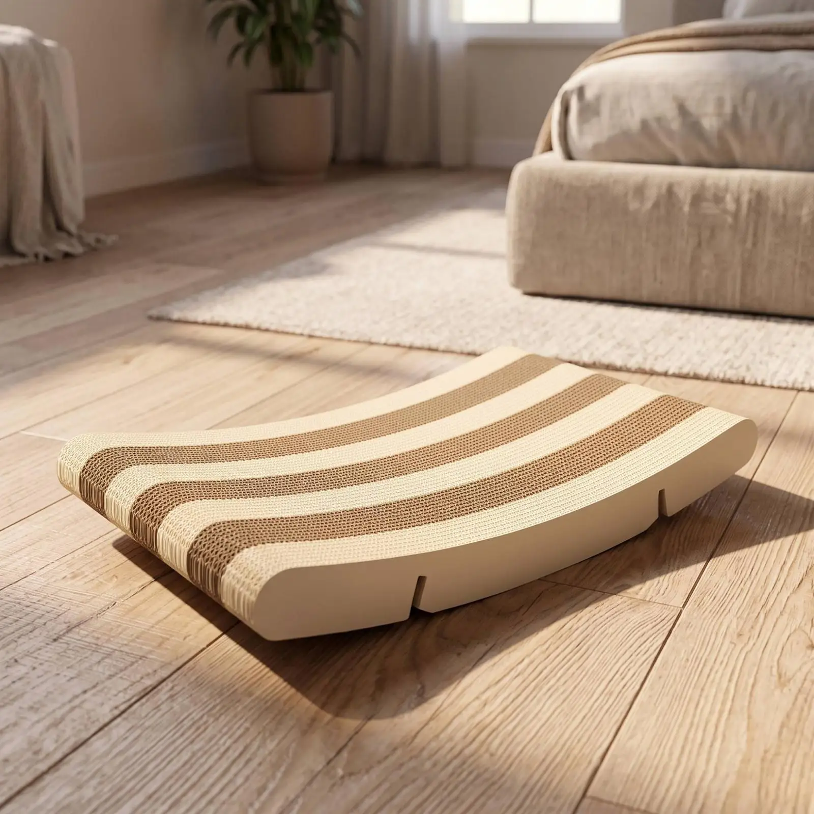 Cat Scratching Lounge Curved Corrugated Cardboard Scratcher Scratch Board Rectangular Pet Supply Long-Lasting for Cats