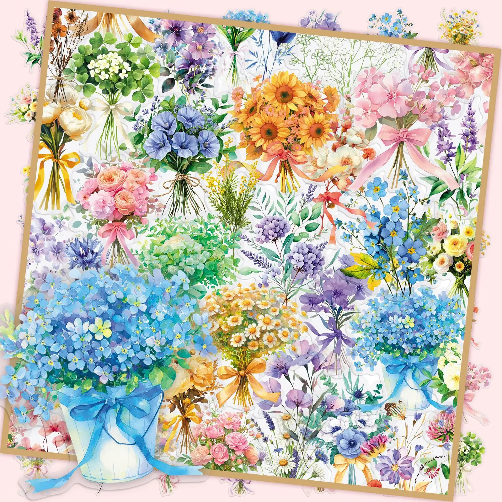 

10/50PCS Transparent Bouquet Stickers Cartoon Floral and Plant DIY Guitar Phone Suitcase Water Cup Skateboard Waterproof Decals