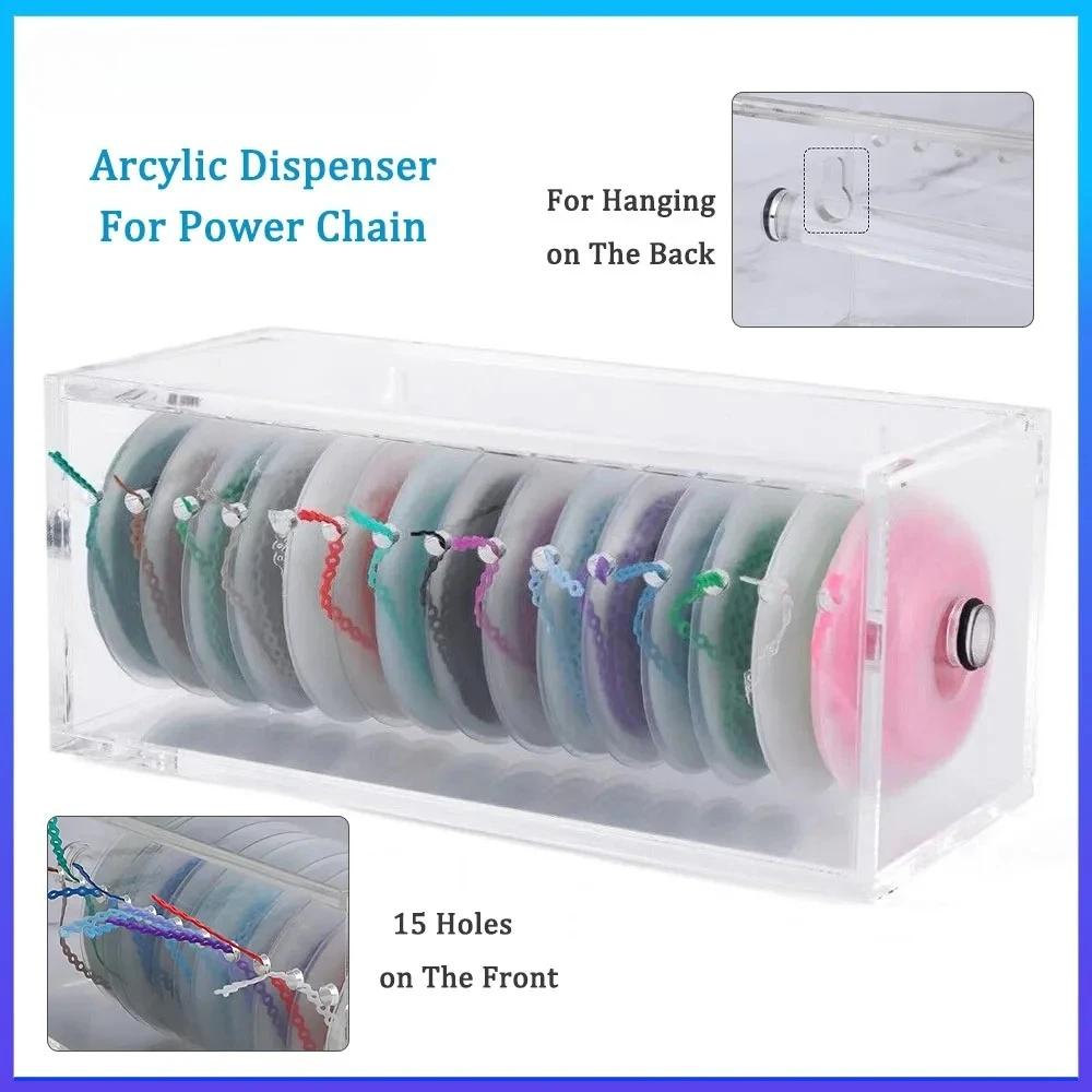 

NIGF Стоматологический акриловый ящик для хранения Ортодонтический диспенсер с силовой цепочкой Ортоэластичный органайзер-держатель Powerchain