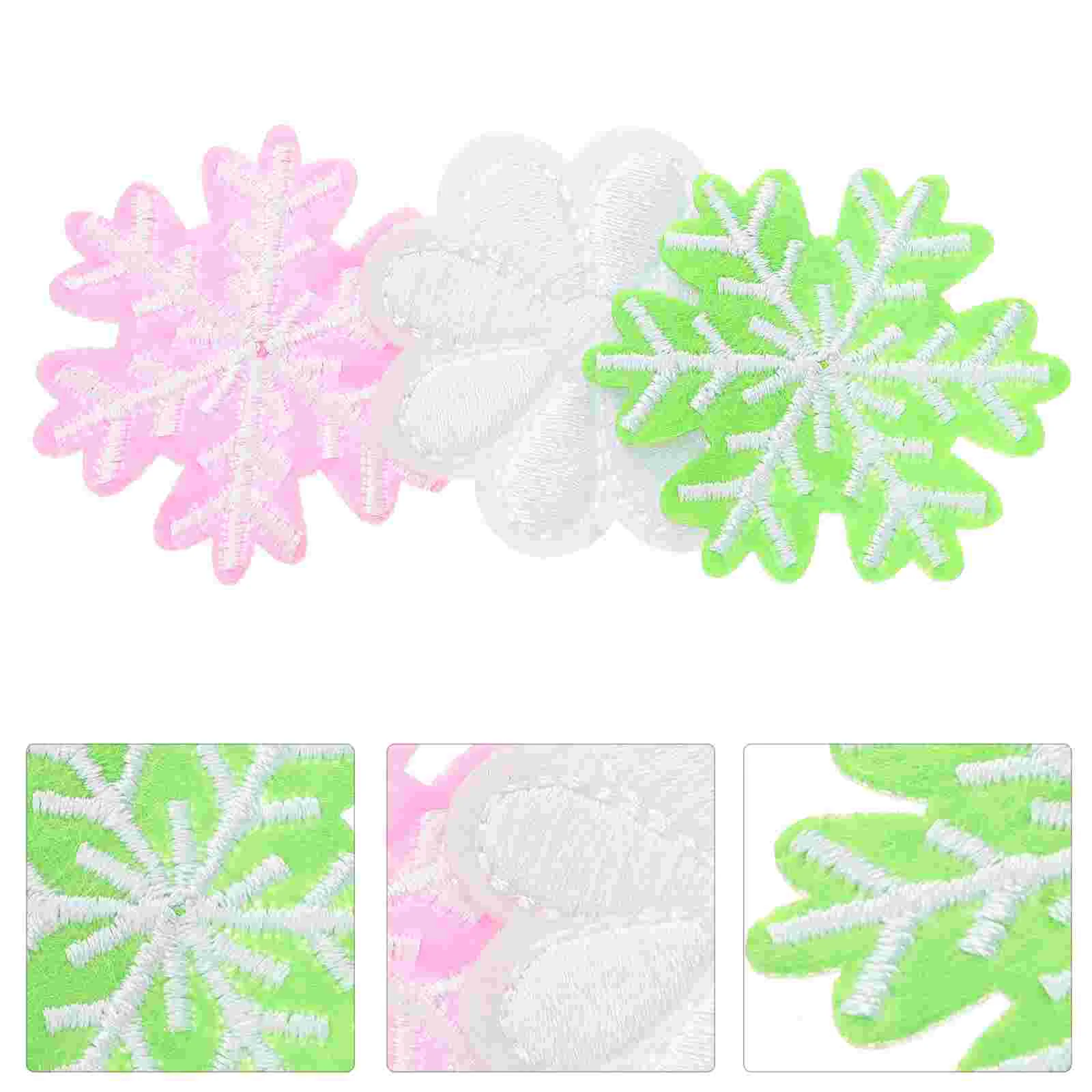 60 Pcs Jacket Snow Patch Child Christmas Ornament Embroidery Kit Santa Letter Writing Cloth Sequins Patches