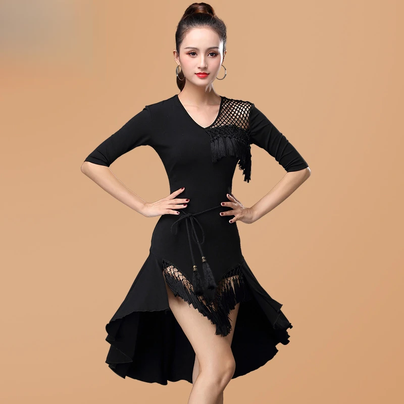 라틴 댄스 드레스 여성용 성인 라틴 댄스 스커트 드레스 섹시 스타일 신상품 전문 무대 공연용