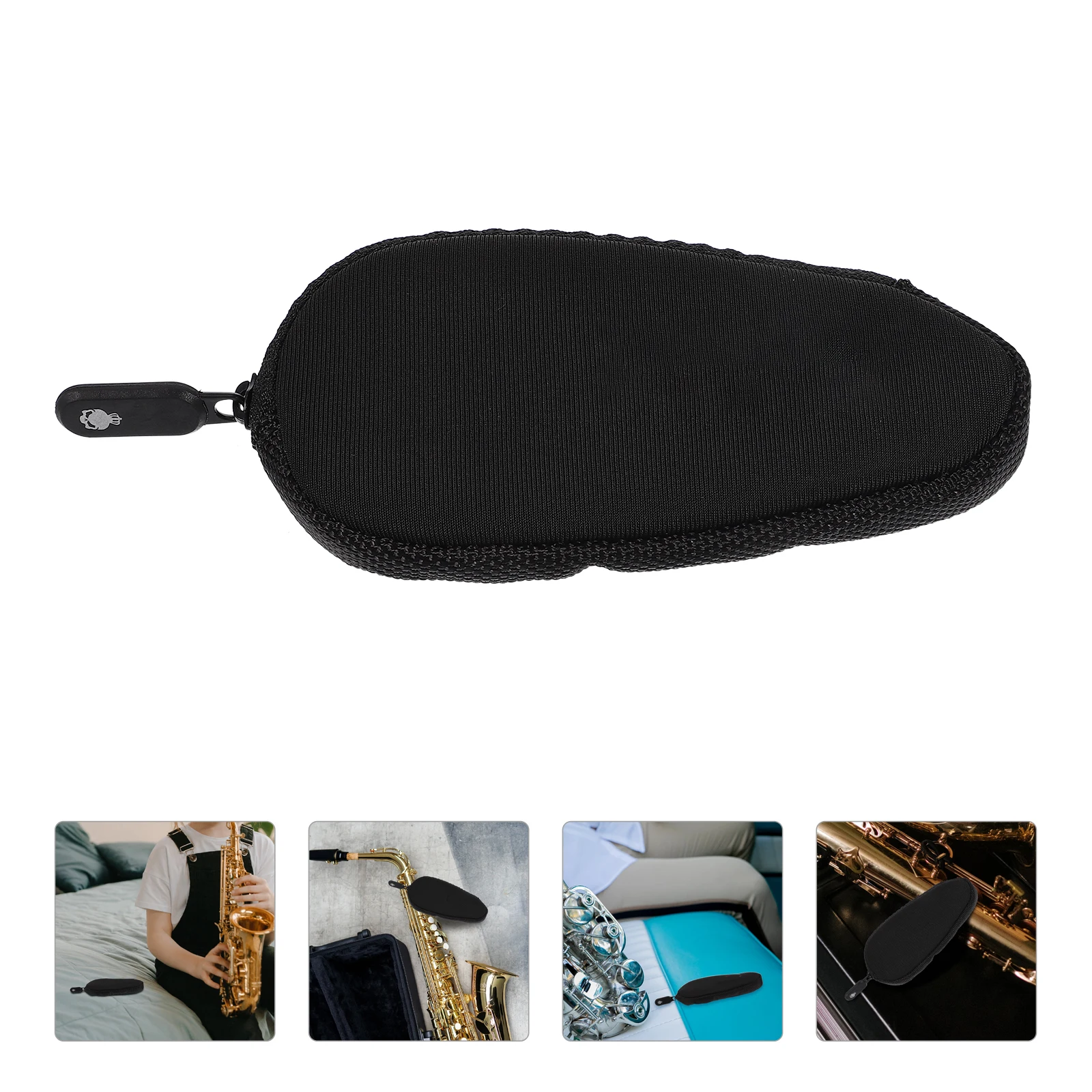 

Black Tube Saxophone Bag Storage Durable Mouthpiece Portable Zipper Flute Head Pouch Cotton for