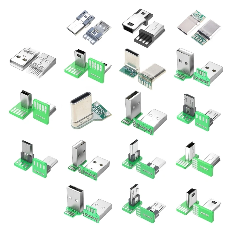 CS1W USB 2.0 PCB Mount Connector Assortment USB 4Pin/Type C 5Pin PCB Mount Socket Connector Power Supply Adapter for Phone