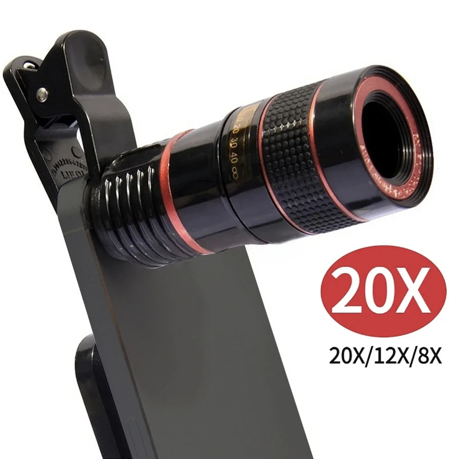 8X 12X 20X Long Focus Lens Universal Clip Phone Camera Zoom Telescope Wide Angle Macro Fisheye Camera Lens Monocular For iphone