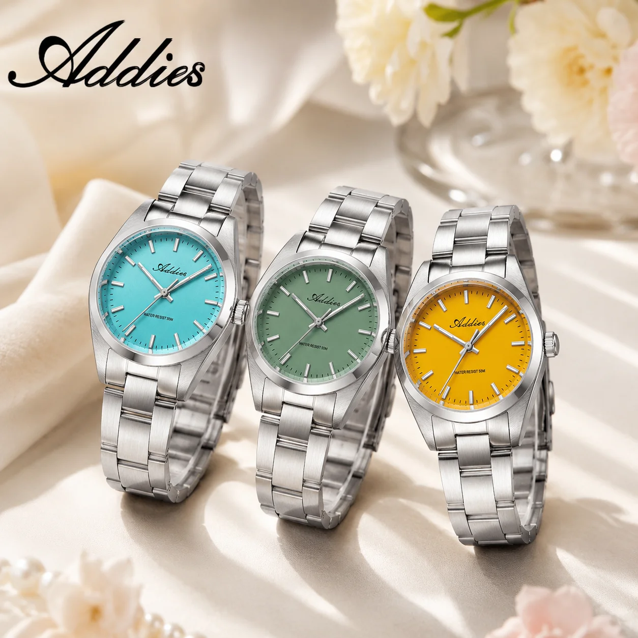 Relógio de Quartzo Feminino ADDIES AW25903 Japão 2035 com Vidro de Safira, à Prova d'Água, em Aço Inoxidável, com Luminosidade Super BGW9