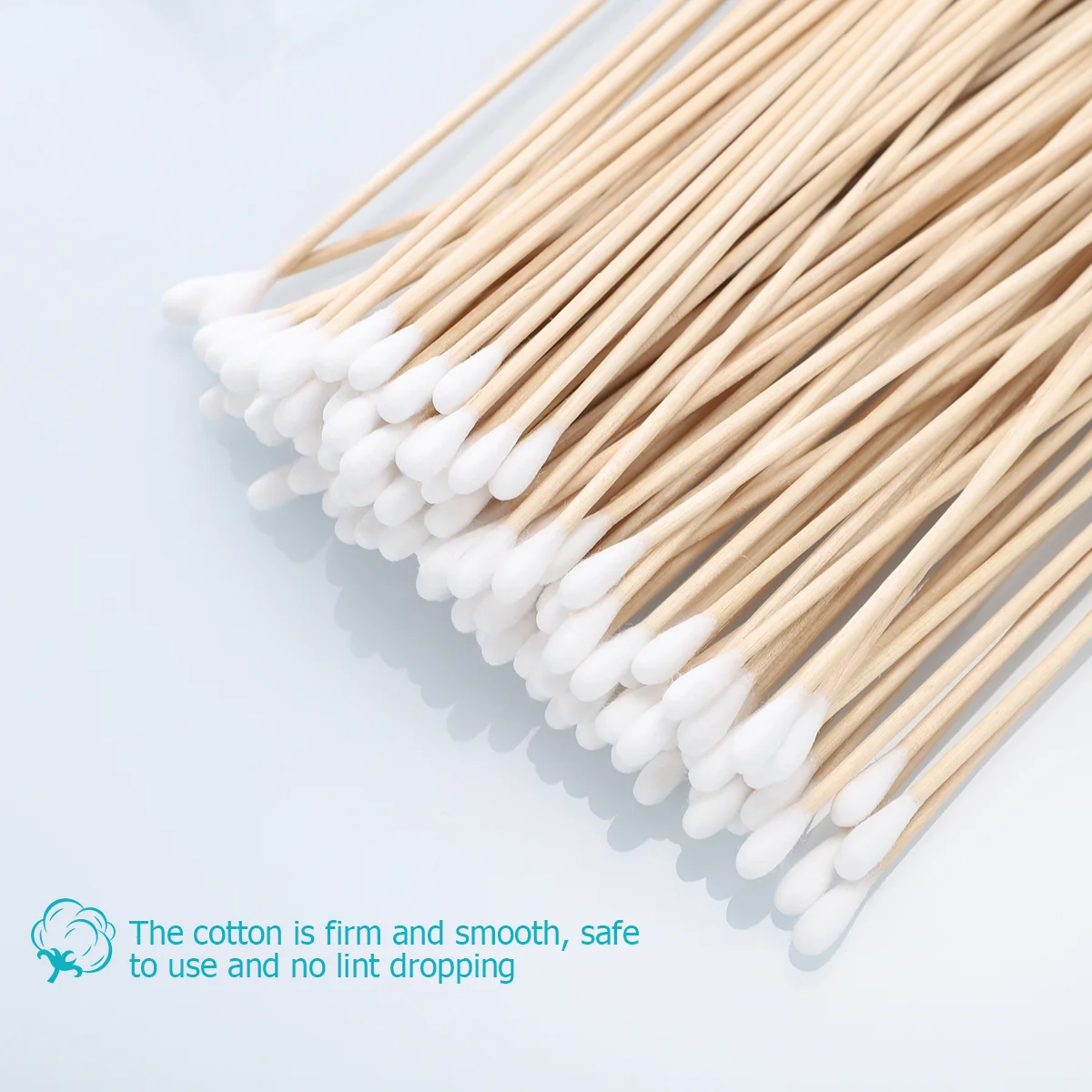 ROSENICE 100 Buah Penyeka Kapas Gagang Kayu Panjang Alat Pembersih Telinga Penyeka Medis Penghilang Riasan Perawatan Luka Cotton Buds