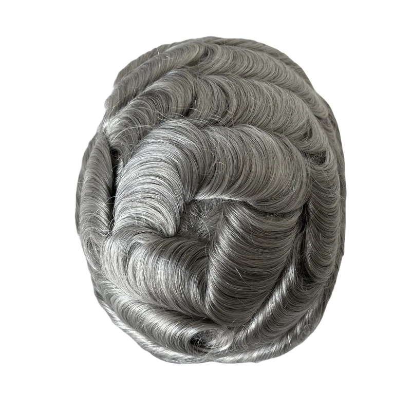 

Europe Human Hair Q6 Lace Toupee Men Male Toupee Color #1b80 Lace Front Wig With Pu Men Hair Unit Natural Hair