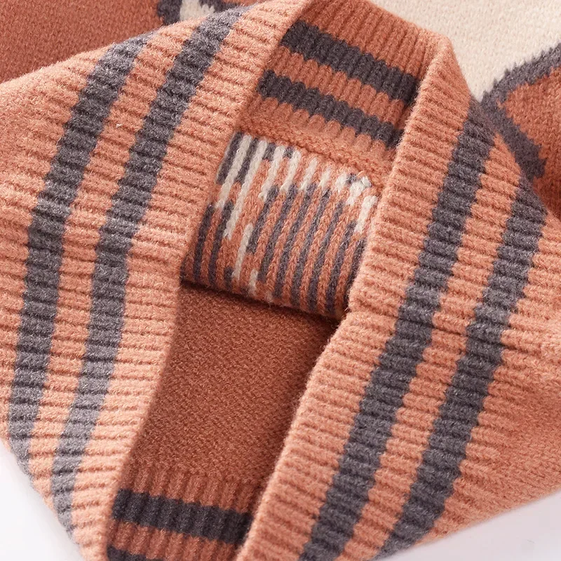 2024 Autumn Winter Baby Boys Sweater Children Knitted Clothes Kids Pullover Jumper Toddler Coat Striped Cartoon Sweaters