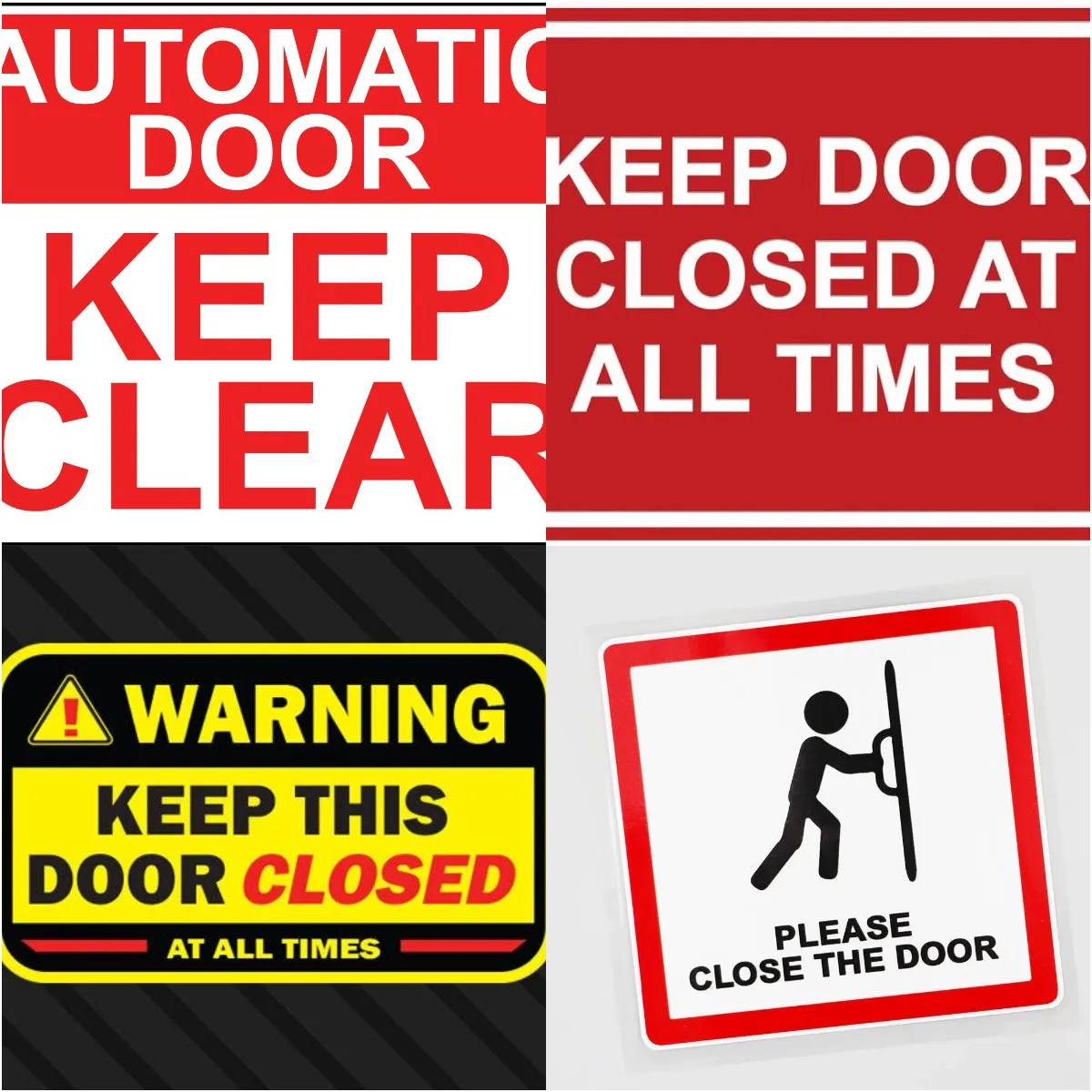 Keep Door Closed Sign Reflective sticker Window Door Weatherproof Car Sticker UV, Heat and Fade Resistant Refrigerator Decal