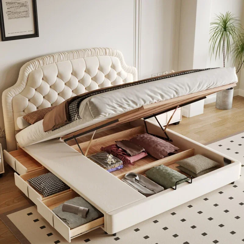 

Европейская французская двуспальная кровать, комбинация для хранения принцессы, кровать-чердак, двуспальная кровать, материнская спальня, китайская уникальная мебель Muebles