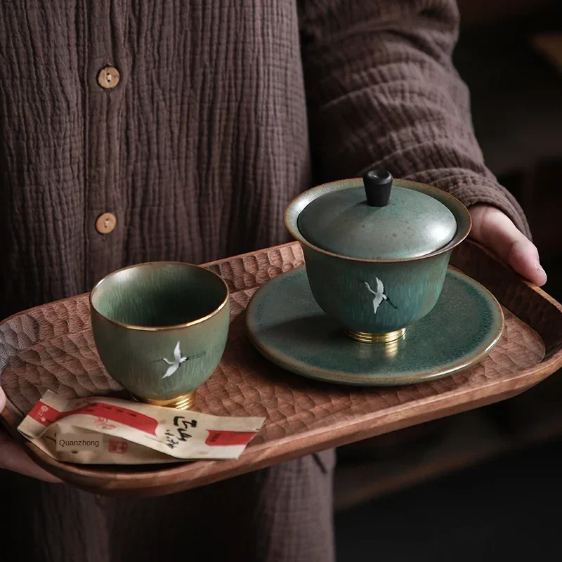 Ofengebrannte Revitalisierende Rui Ching Cheung Drei-Kraft-Tureen Große Größe Untertasse Teetasse Teeschale Sopera De Ceramica Gaiwan
