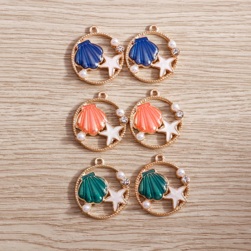10 Stück niedliche Meereslebewesen-Anhänger, Emaille-Muschel-Anhänger, Schmuckanhänger für die Herstellung von Ohrringen, Halsketten, Armbändern, DIY-Bastelzubehör – Detail 10