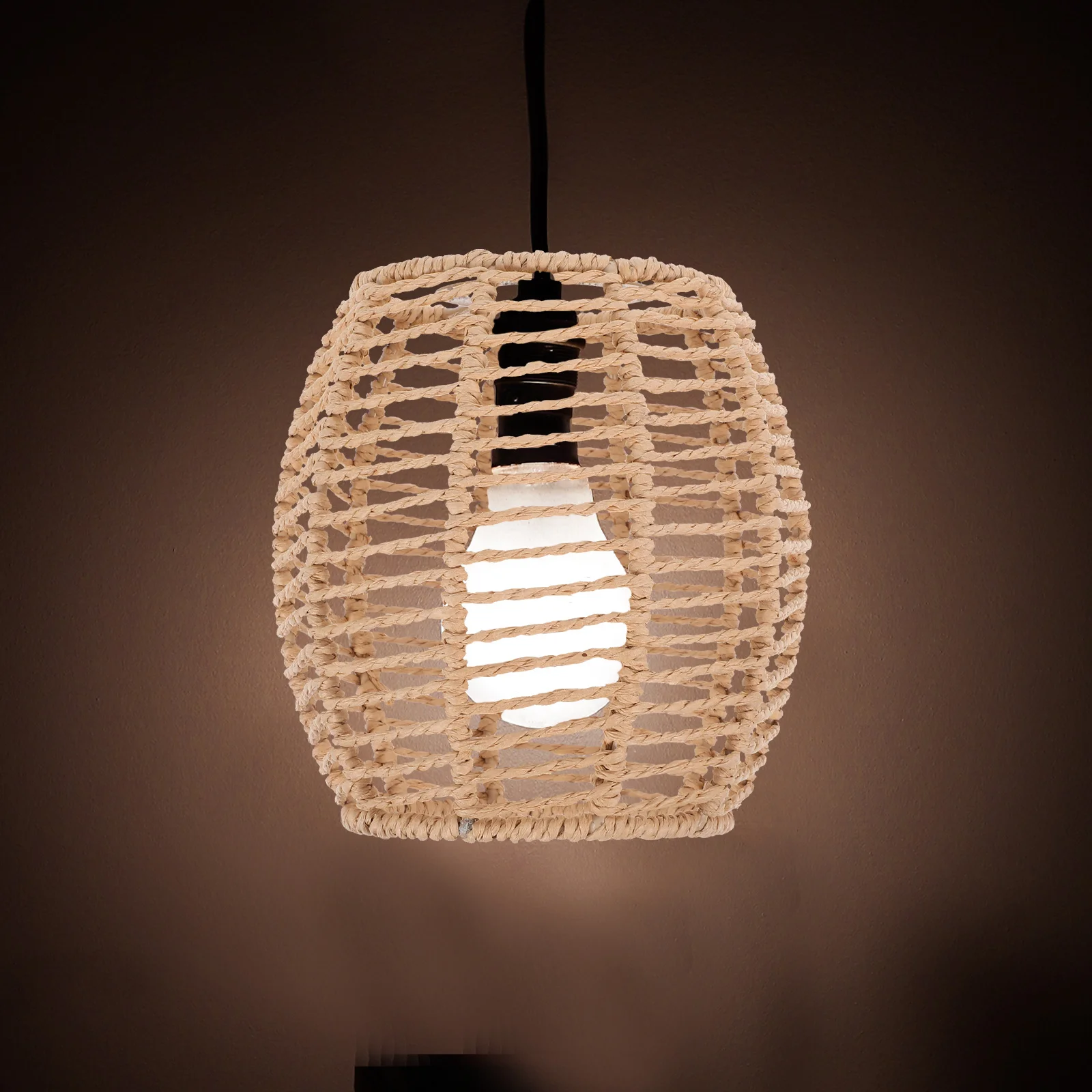 

Подвесной абажур из бумажной веревки ручной работы для лампы E27, винтажный тканый светильник в деревенском стиле, уютный домашний декор для ресторана