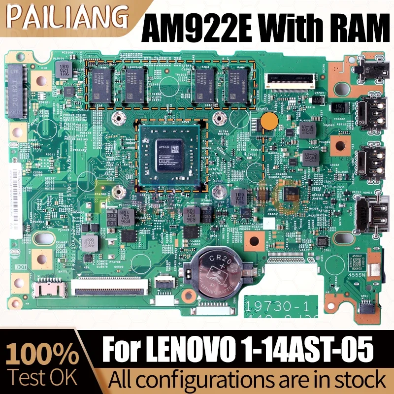 

For LENOVO 1-14AST-05 Notebook Mainboard Laptop 19730-1 AM922E With RAM 5B20S43140 Mainboard Full Tested