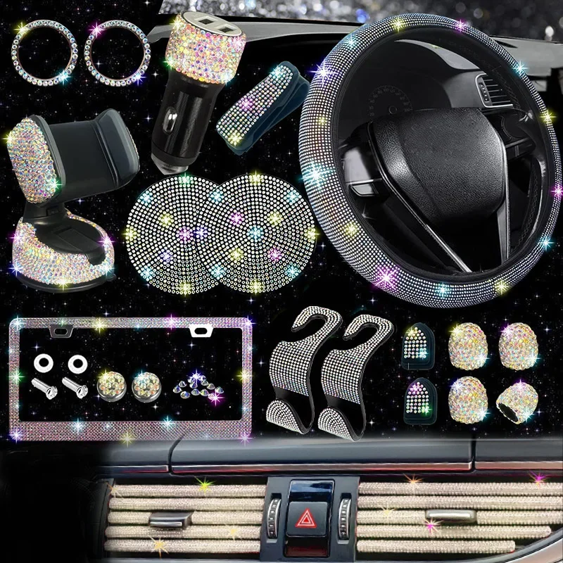 

27-piece car accessories set, car bling accessories kit，car accessories bling car accessories for women，rhinestone accessories