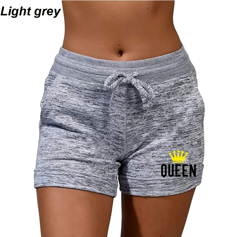 New Queen Printed Sweat Shorts Women's High Waist Shorts Summer Quick-drying Sports Fitness Yoga Pants Casual Drawstring Shorts