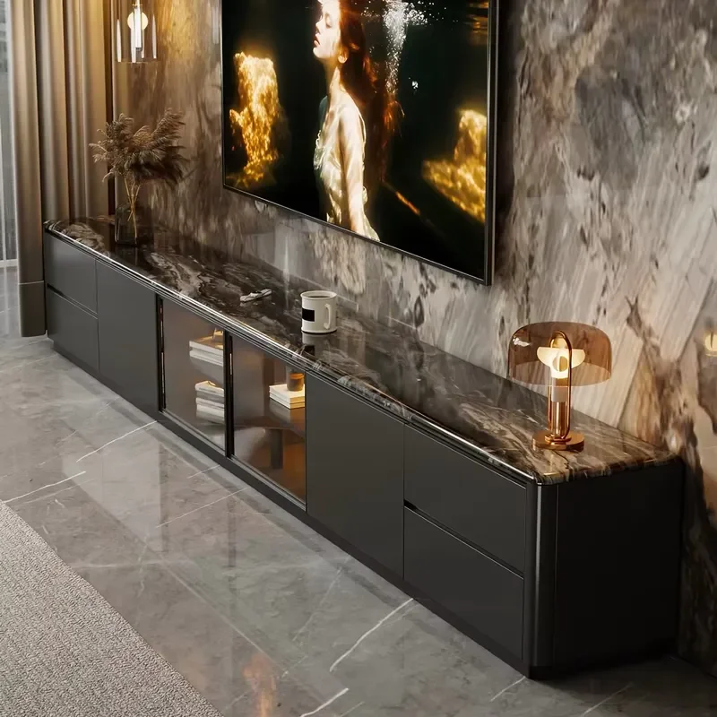 Modern Simple MDF TV Cabinet High Quality Media Console Locker for Villa Apartment Hospital Living Room