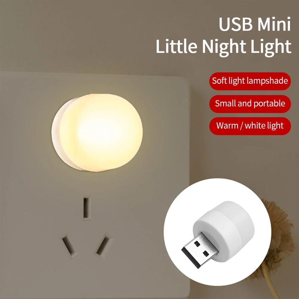 10pc Mini USB Plug Lamp 5V 1W Super Bright Eye Protection Book Light Computer Mobile Power Charging USB Small LED Night Light