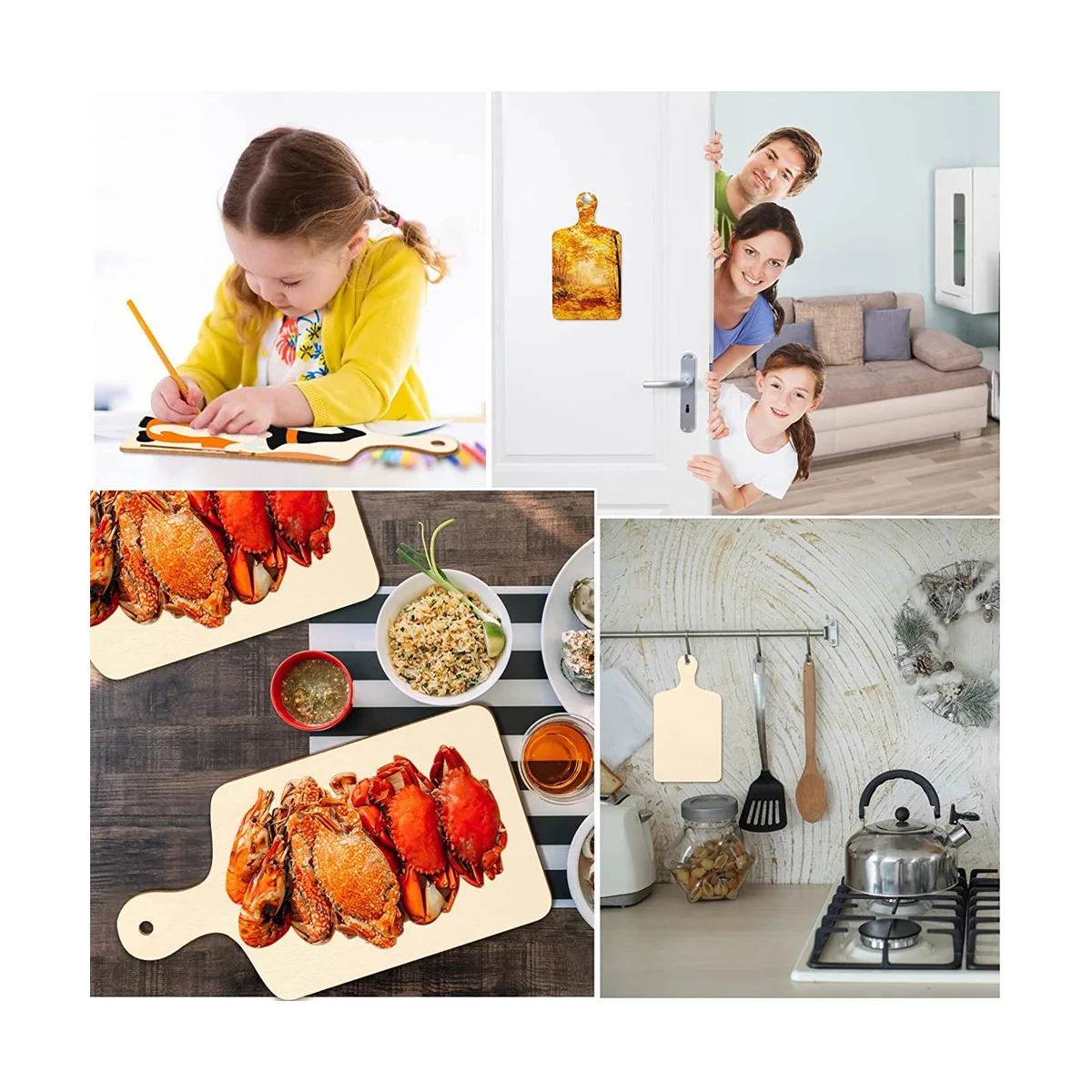 36 Pcs Wooden Mini Cutting Board with Handle Unfinished Wood Craft Mini Charcuterie Boards Paddle Blank Chopping Board image 5