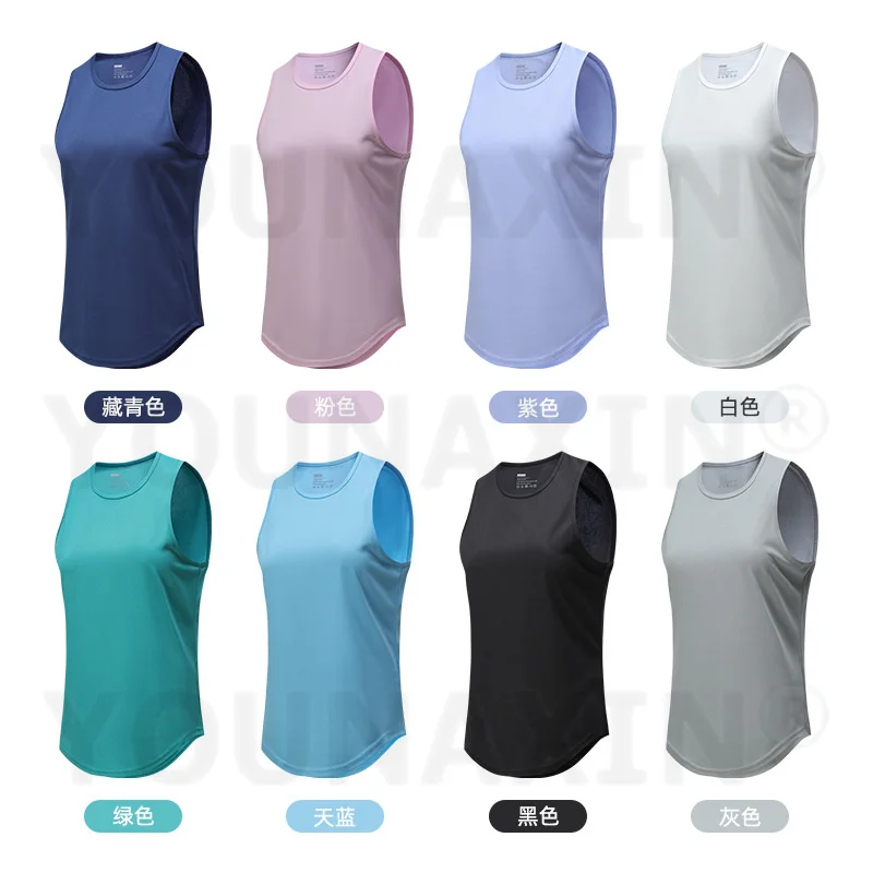 5 Pcs Women's Quick Dry Sleeveless Curved Hem Tank Top Athletic Shirt for Yoga Gym Running Multi-color S M L XL YOUNAXIN