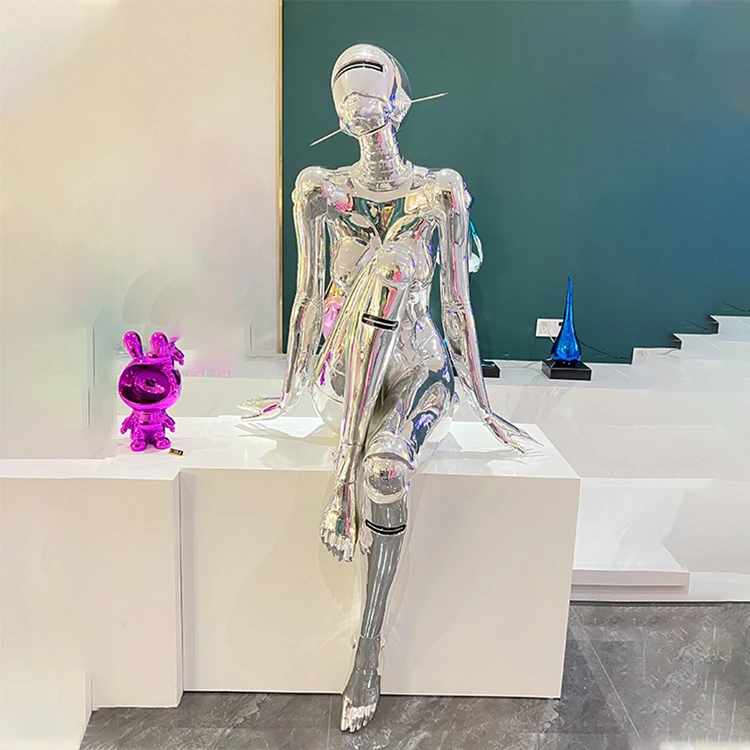 Custom Sexy Robot Sculpture Resin Statue Life-Size Fiberglass Luminous Robot Hajime Sorayama Sculpture Lighting Props Sculpture
